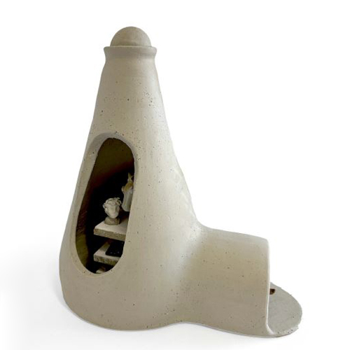 Holzofen-Modell zum Kunstprojekt Deepening materials through community